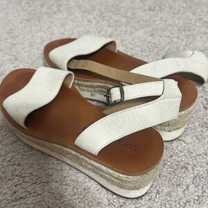Lucky Brand White and Tan Espadrilles with Slingback Strap